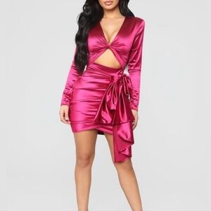 Fashion Nova Fuchsia Asymmetrical Dress